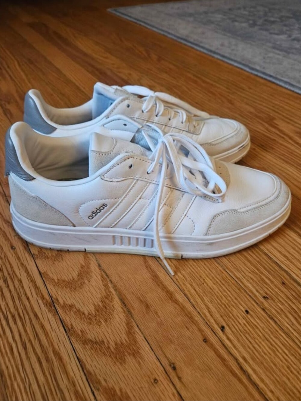 adidas Men’s White Sneakers with Gray Accents Size 11